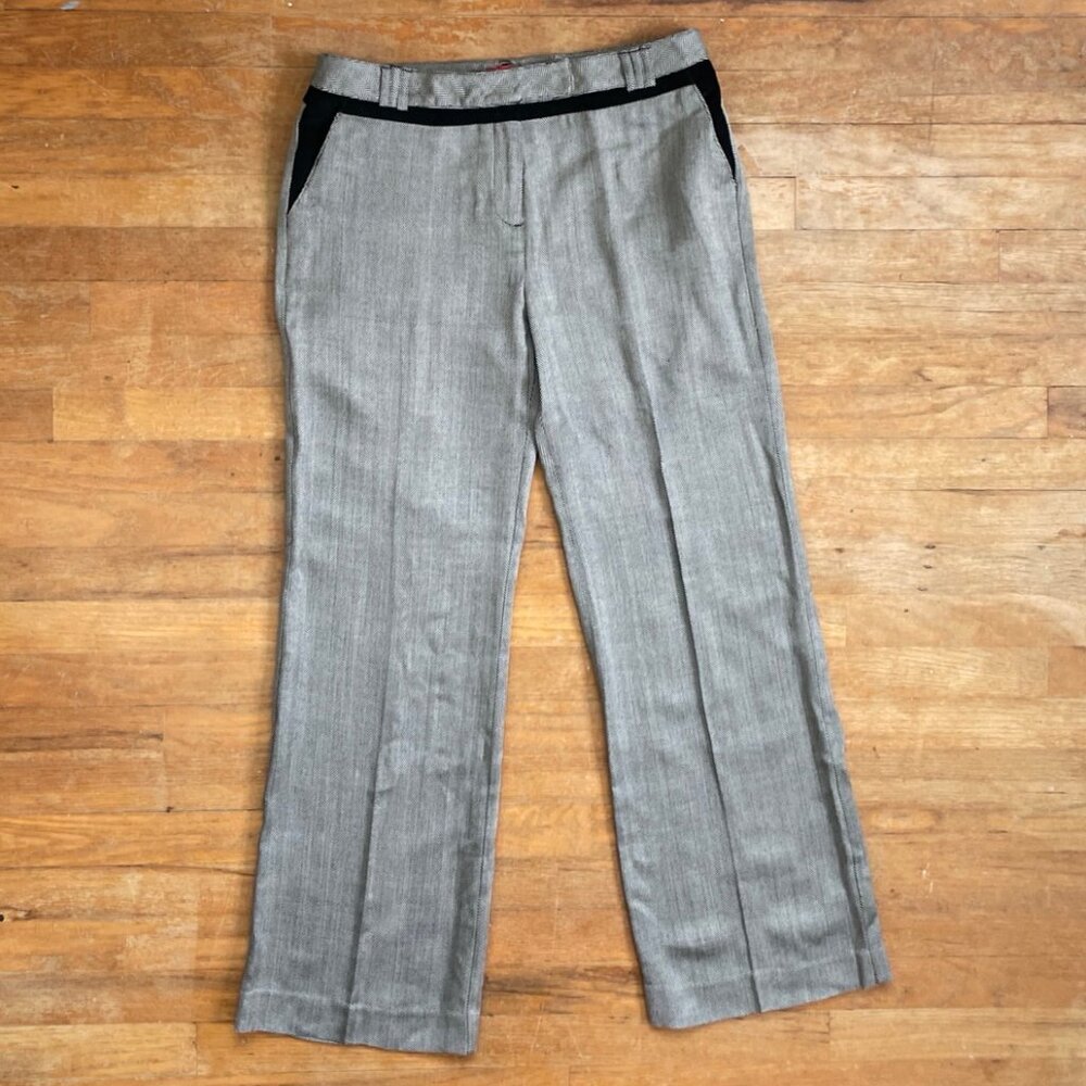 Vintage Herringbone Pants Size Large 33" Waist 1990s Oscar de la Renta Trousers
